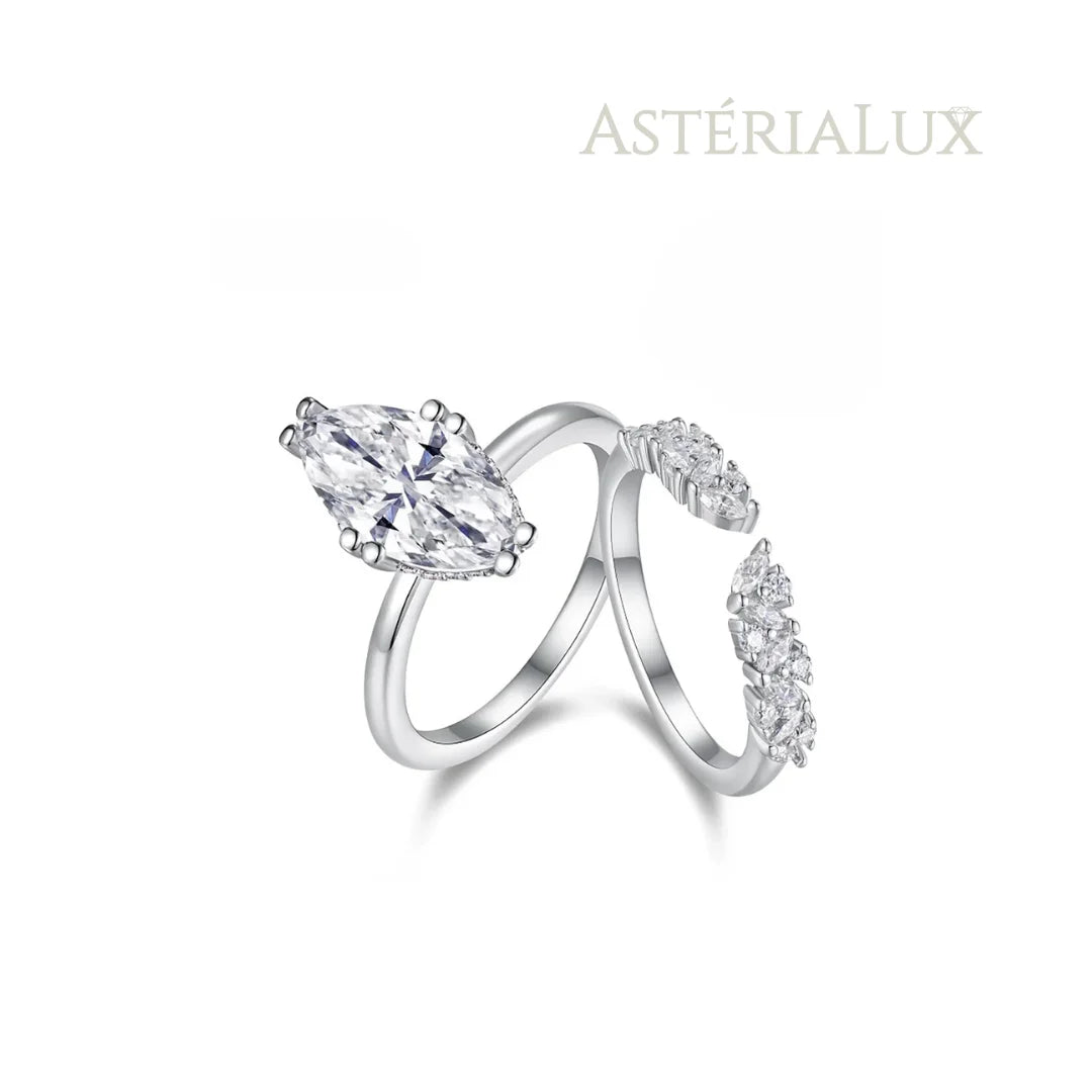 Anel de Noivado Moissanite Marquise 3ct em Prata 925