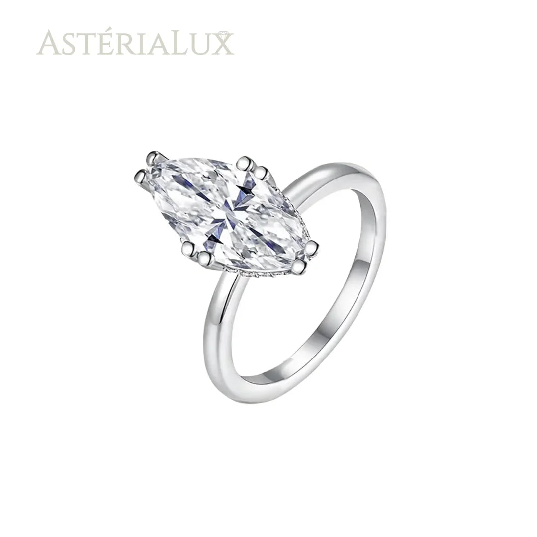 Anel de Noivado Moissanite Marquise 3ct em Prata 925