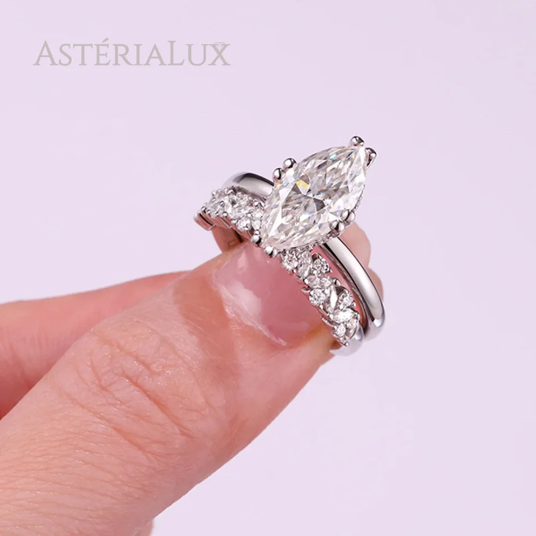 Anel de Noivado Moissanite Marquise 3ct em Prata 925