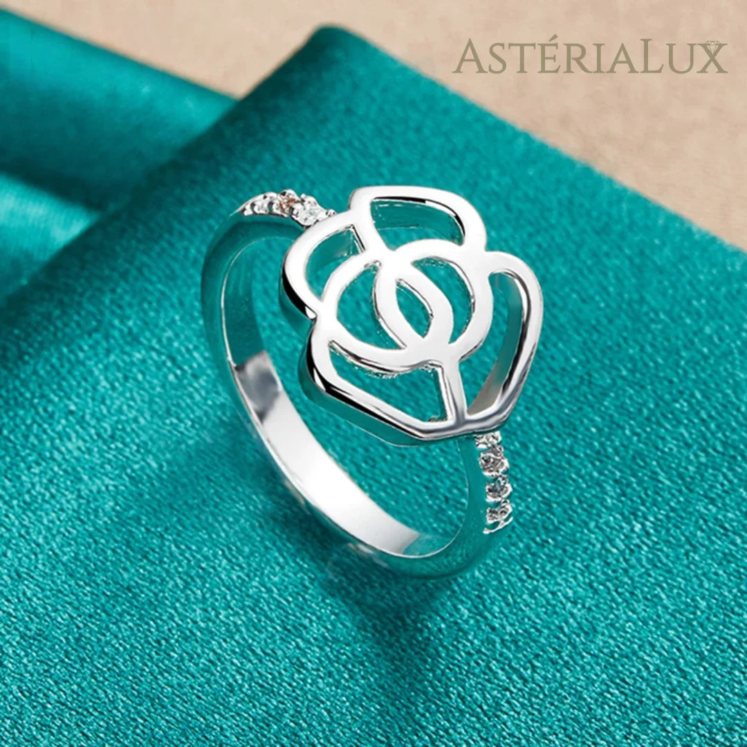 Anel Flor de Prata com Zircão de Esterlina 925