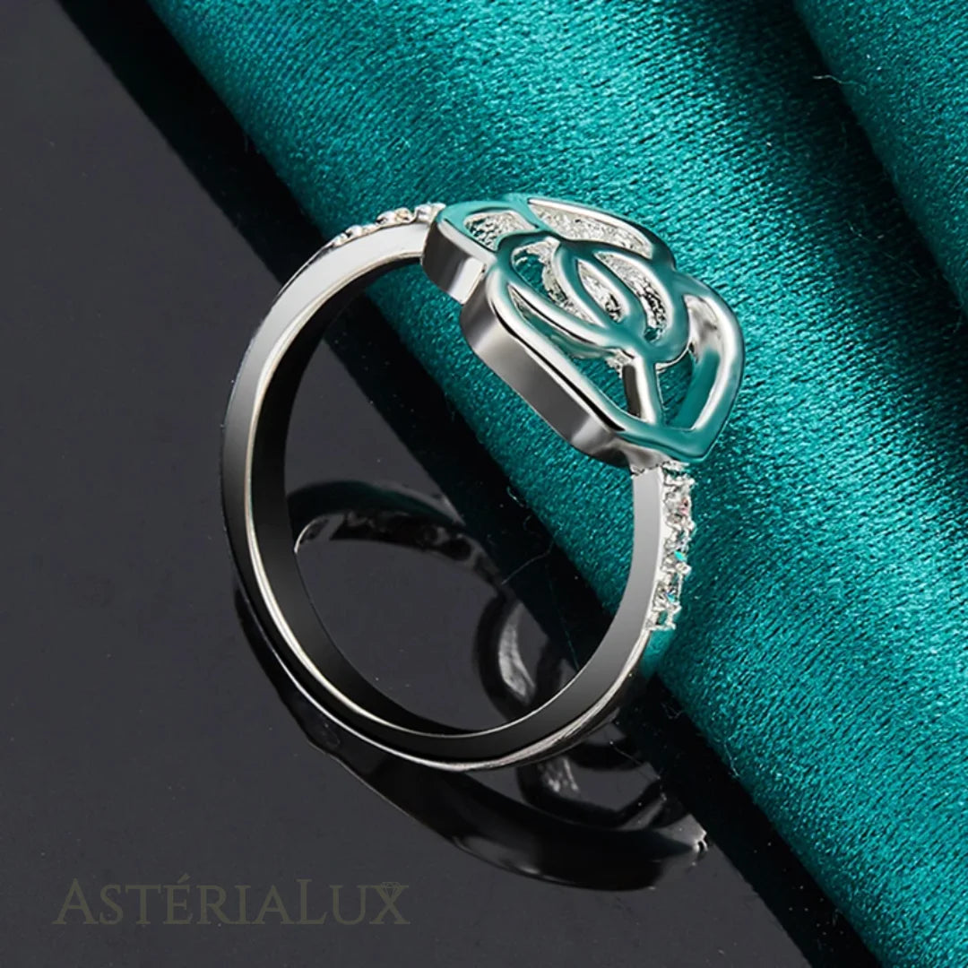 Anel Flor de Prata com Zircão de Esterlina 925