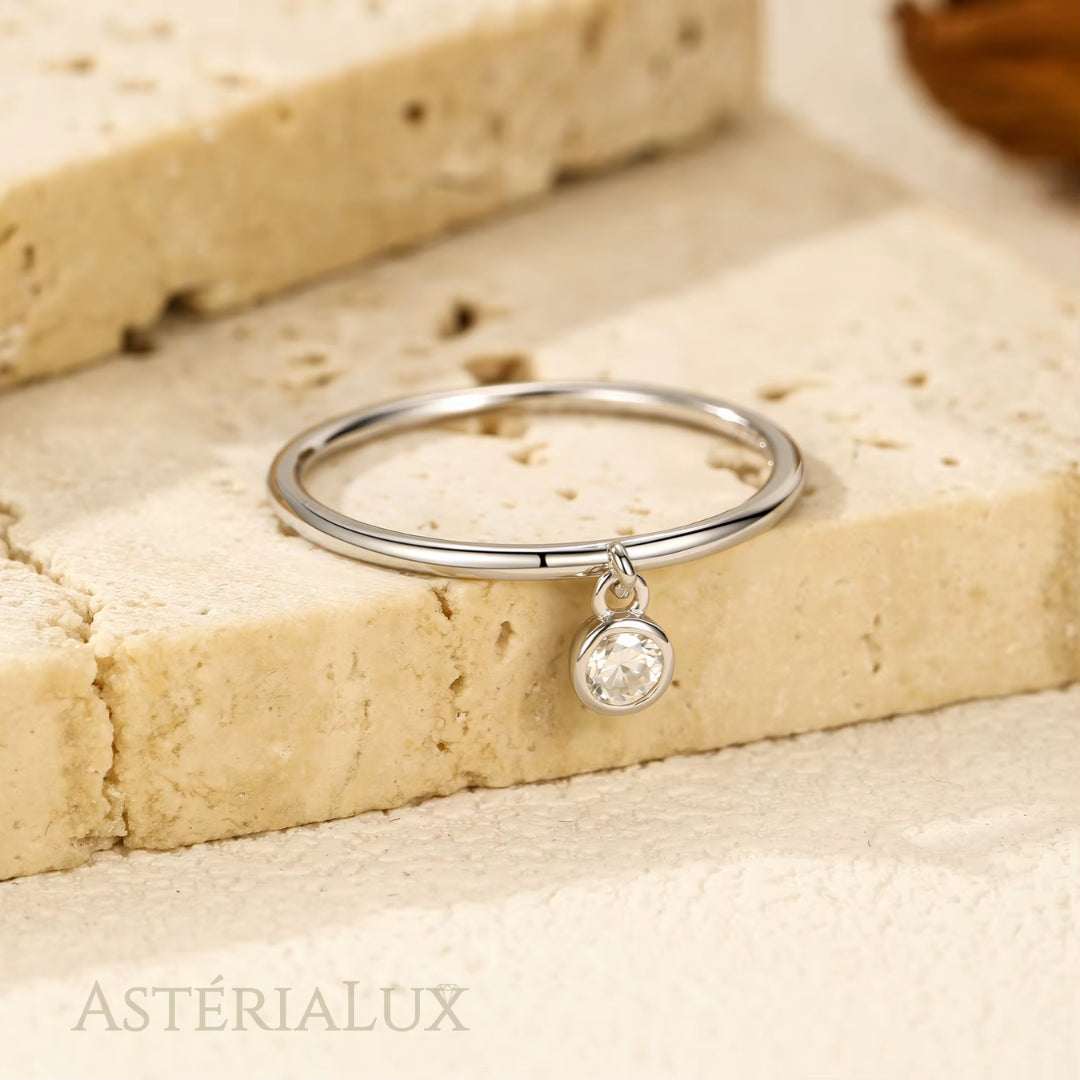 Anel de Moissanite Redondo em Prata 925