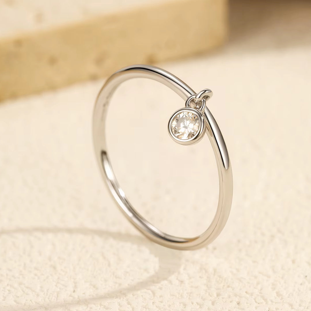 Anel de Moissanite Redondo em Prata 925