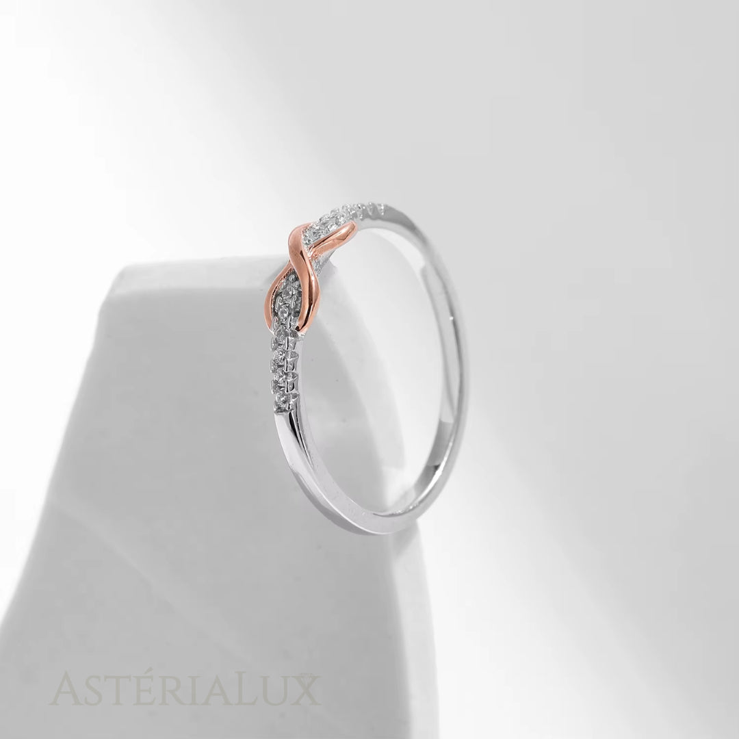 Anel Infinito com Ouro Rosa e Zircão em Prata 925