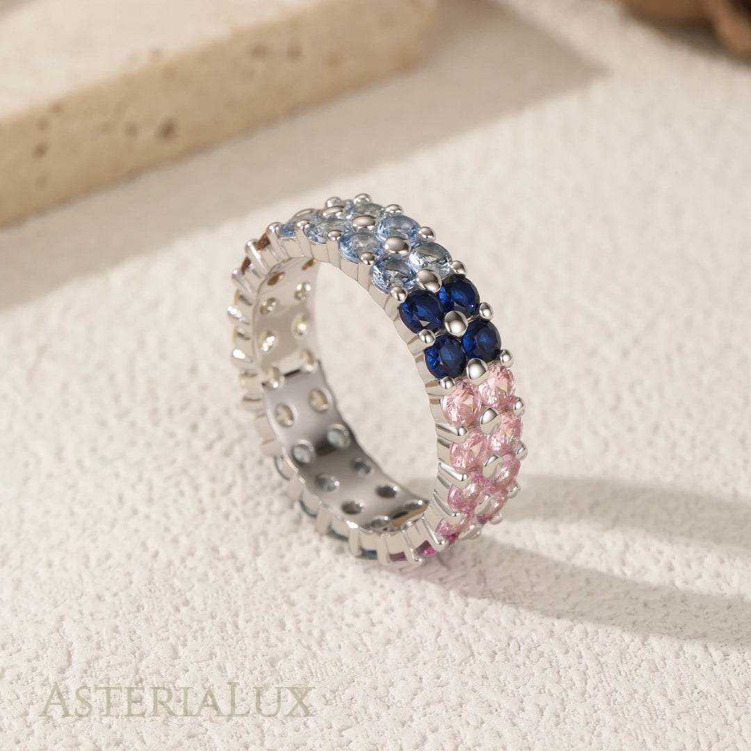 Anel Eternidade com Zircônia Geométrica em Prata 925