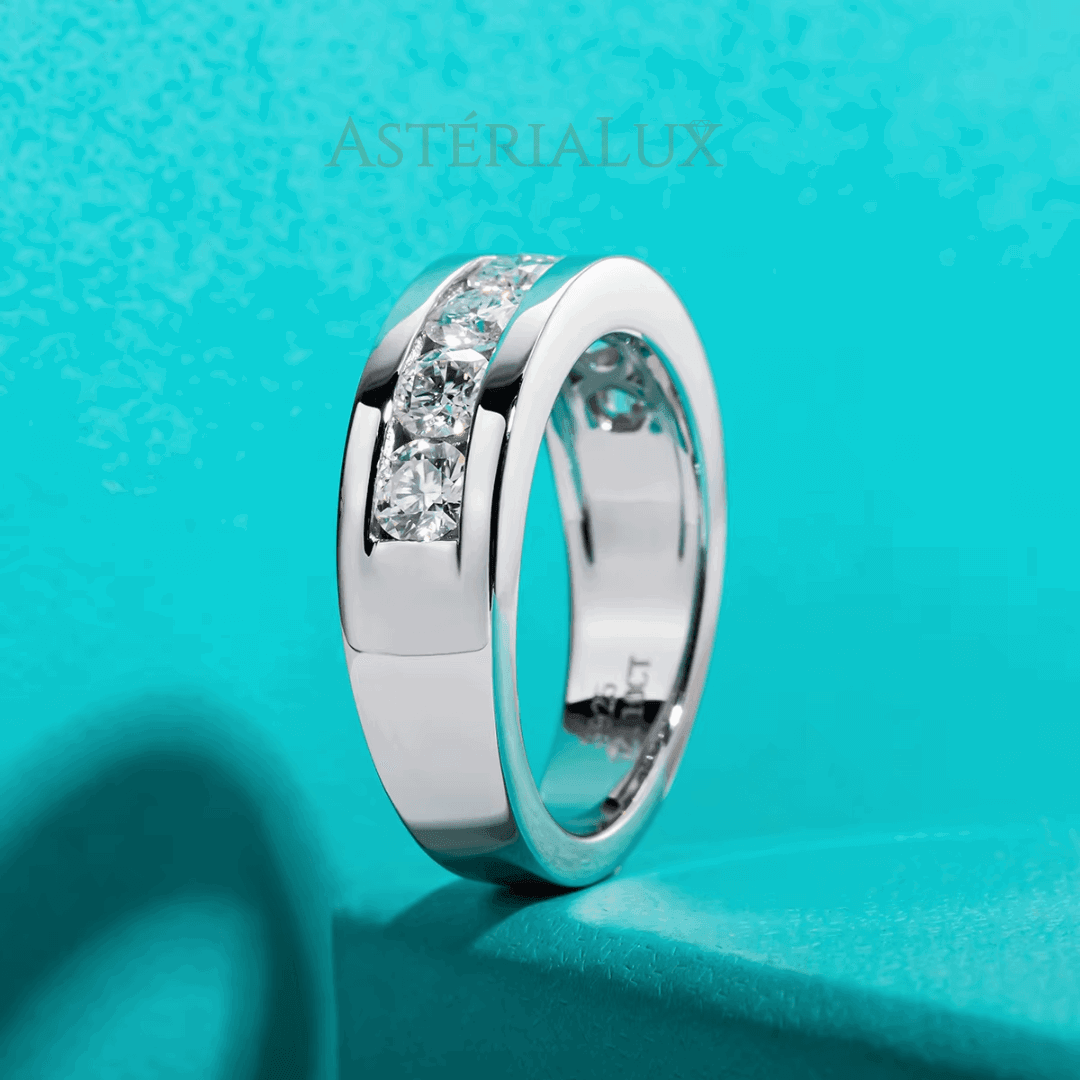Anel de Casamento Moissanite 4mm em Prata 925