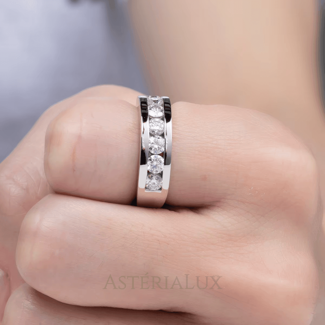 Anel de Casamento Moissanite 4mm em Prata 925