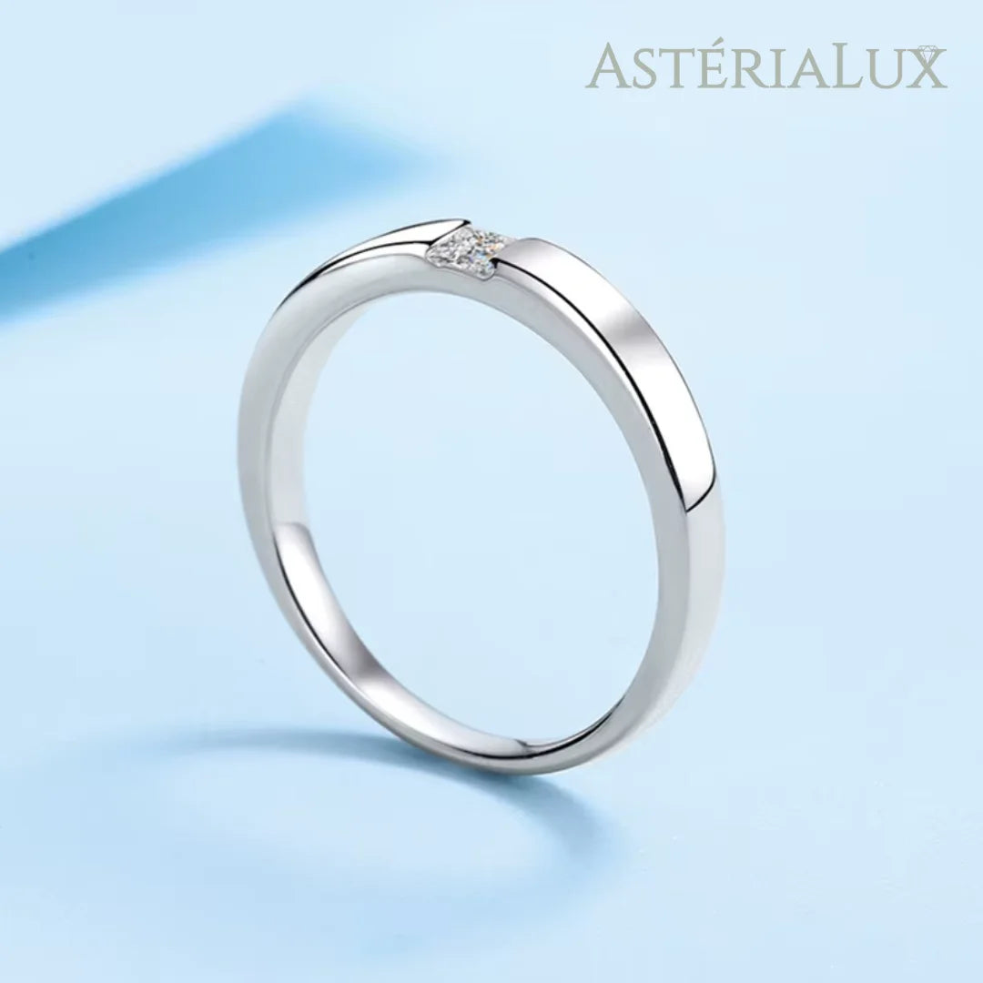 Anel Elegante de Moissanite em Prata 925 Banhado a Ouro Branco