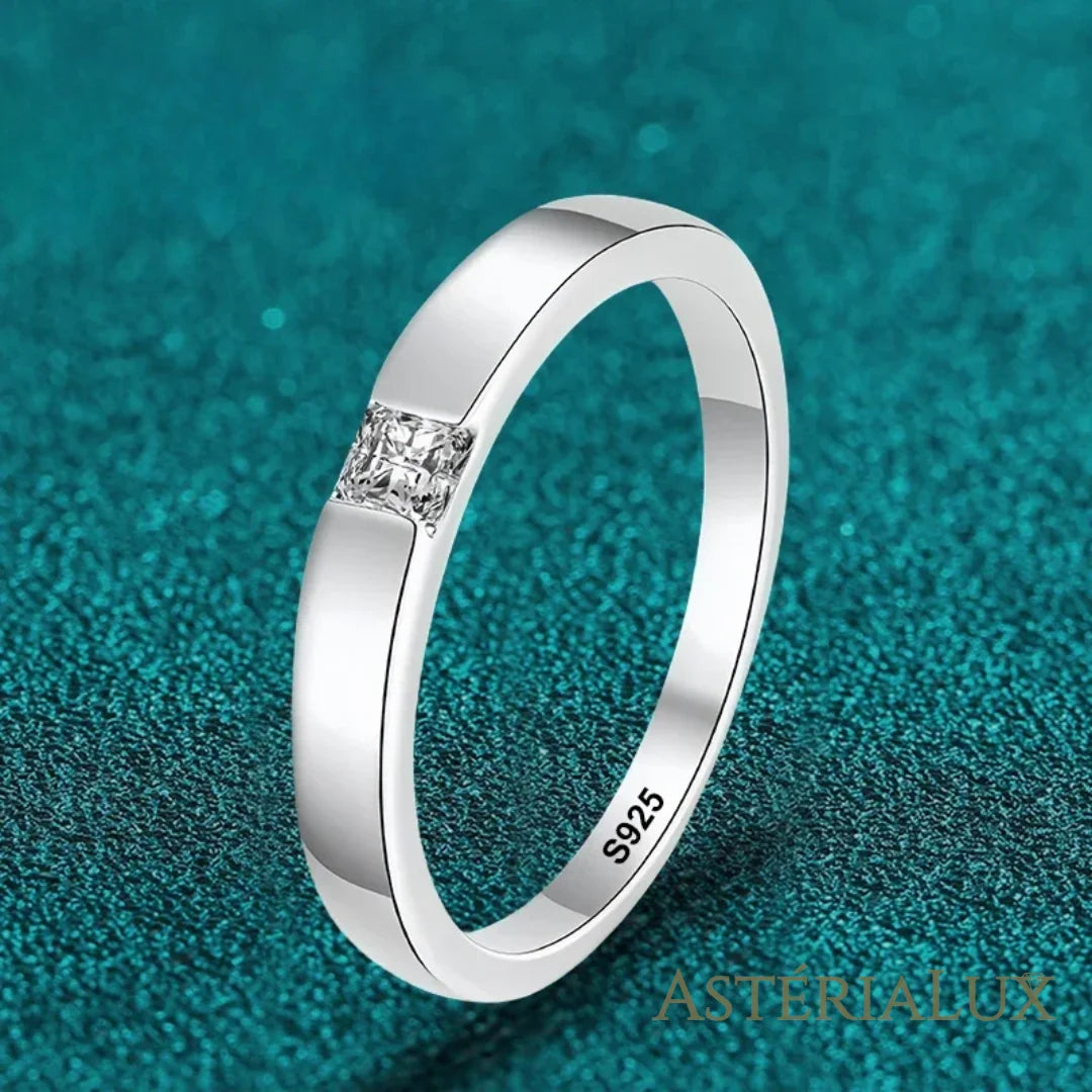 Anel Elegante de Moissanite em Prata 925 Banhado a Ouro Branco