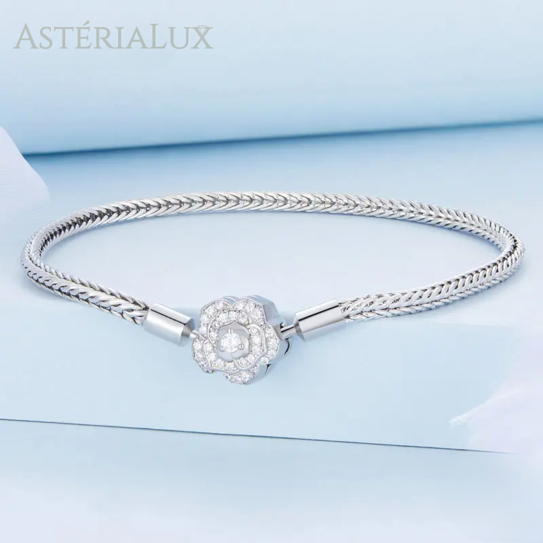 Pulseira de Prata 925 com Fecho Rosa e Zircão