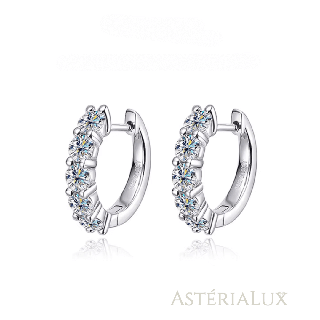 Brincos de Argola Moissanite Luxuoso em Prata 925