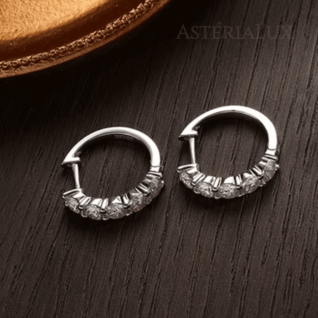 Brincos de Argola Moissanite Luxuoso em Prata 925