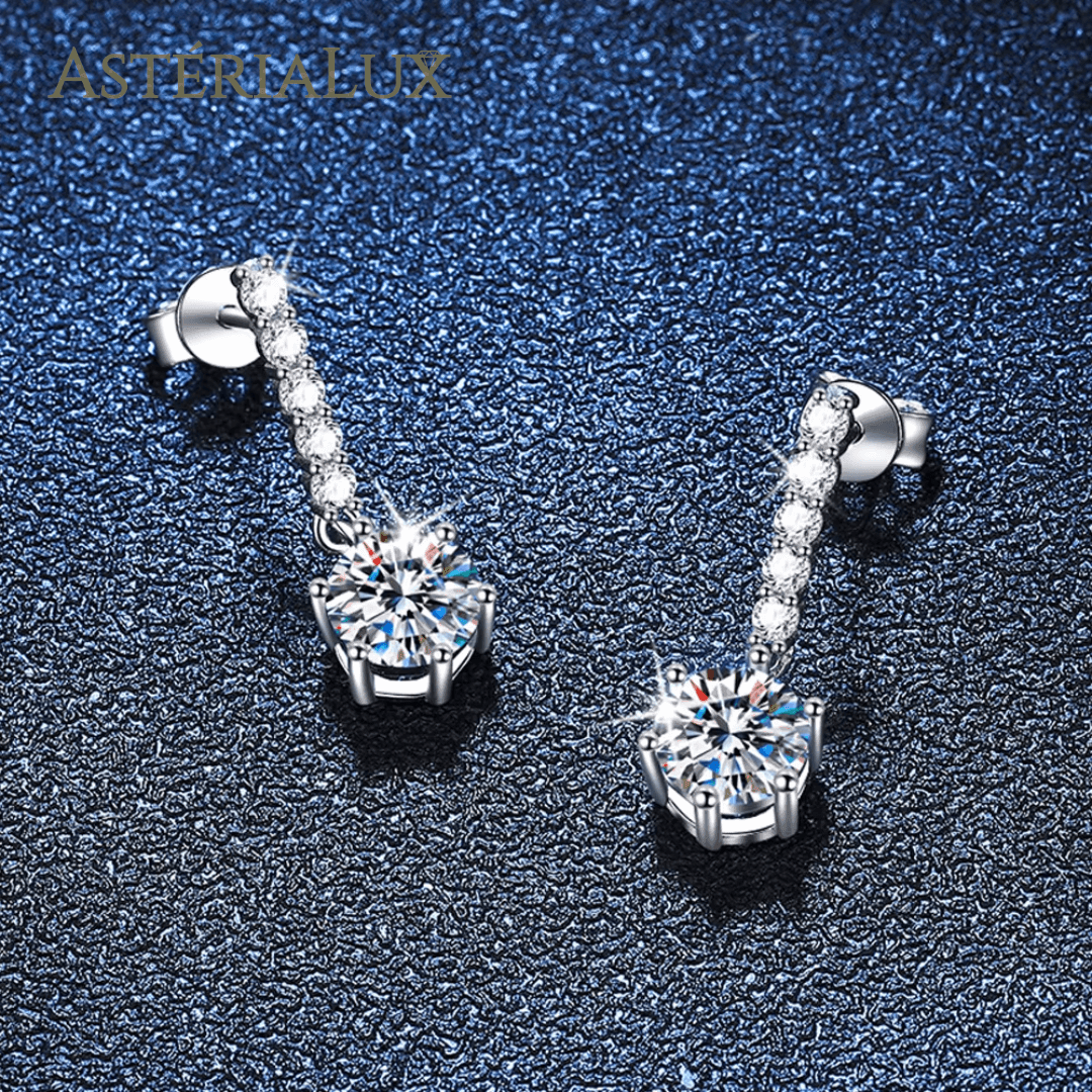 Brincos Moissanite 1ct em Prata 925