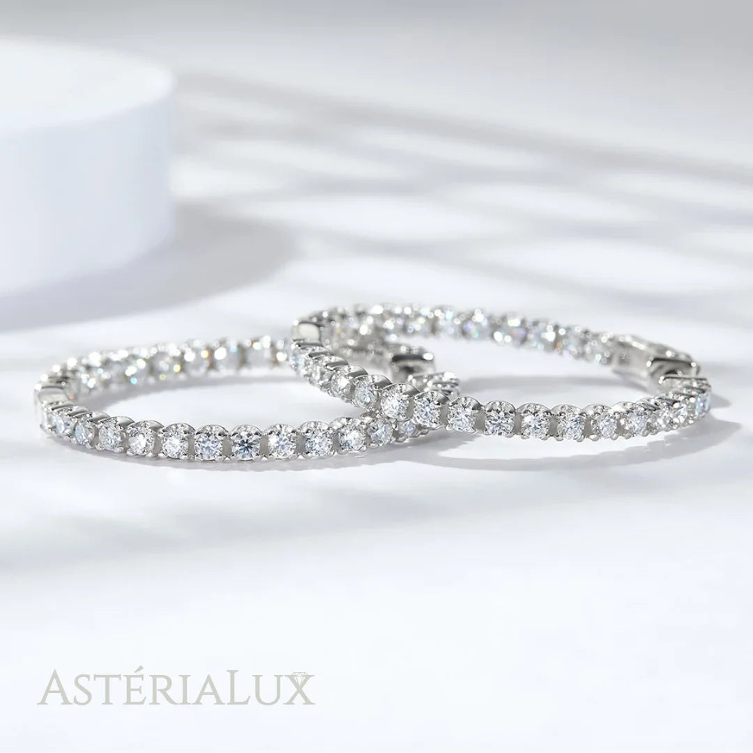 Brincos de Argola Moissanite Prata 925