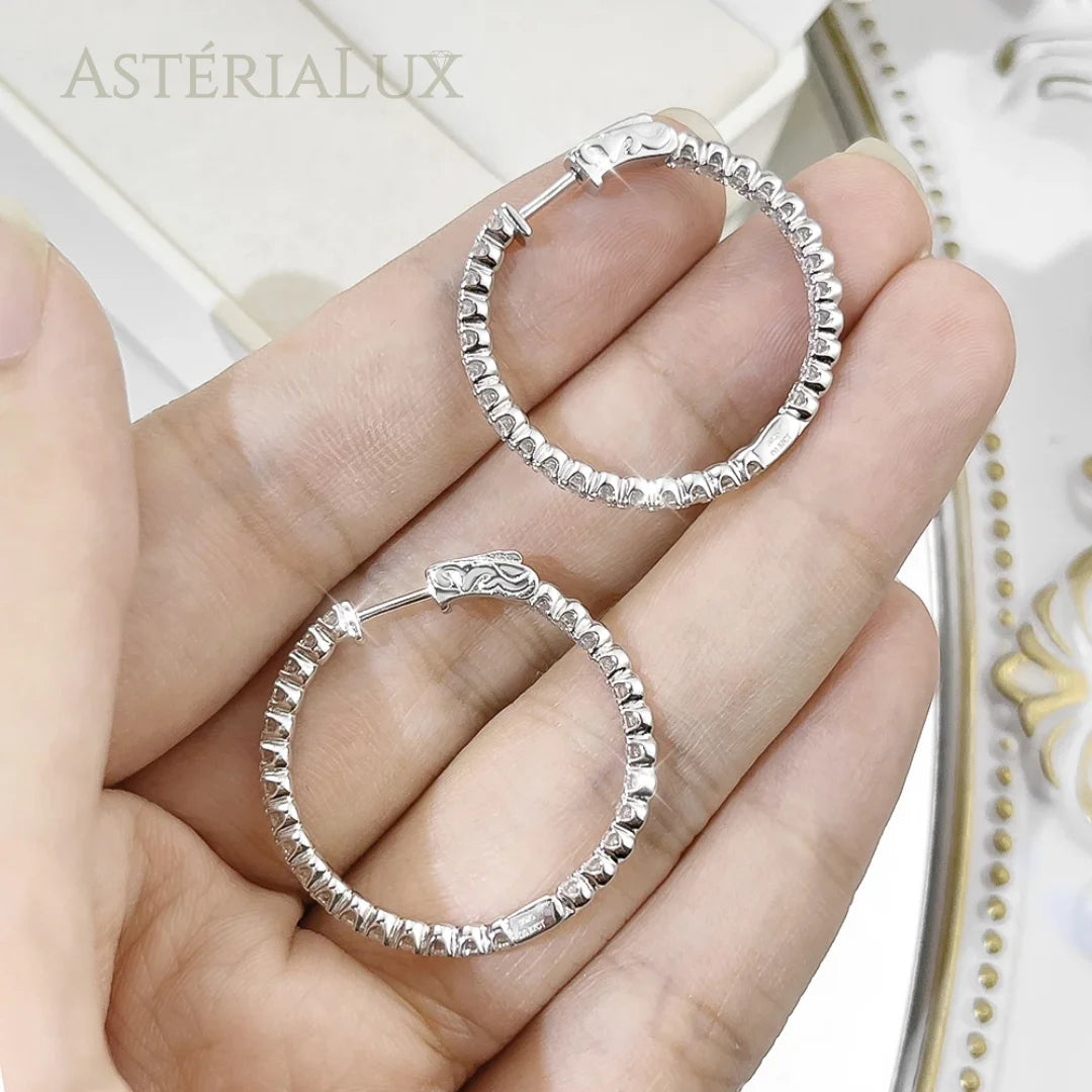 Brincos de Argola Moissanite Prata 925