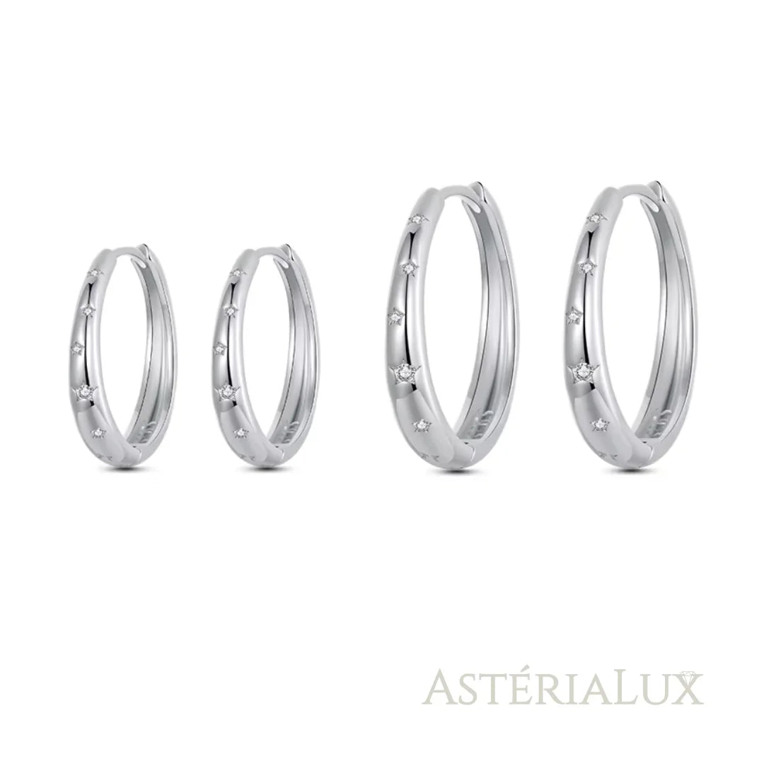 Brincos de Argola Estrela em Prata 925 com Zircão