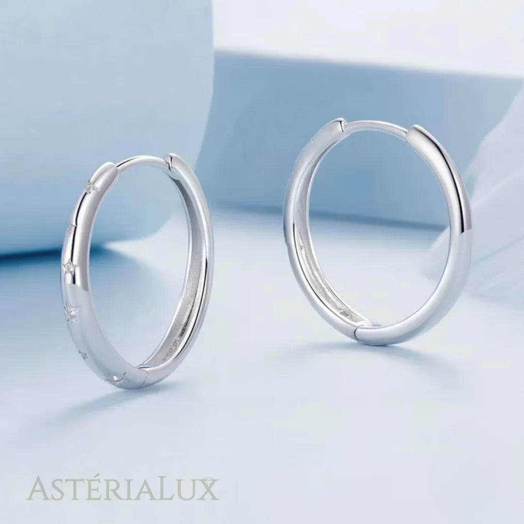 Brincos de Argola Estrela em Prata 925 com Zircão