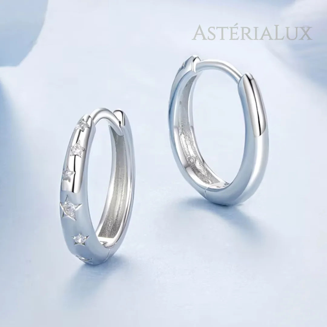 Brincos de Argola Estrela em Prata 925 com Zircão