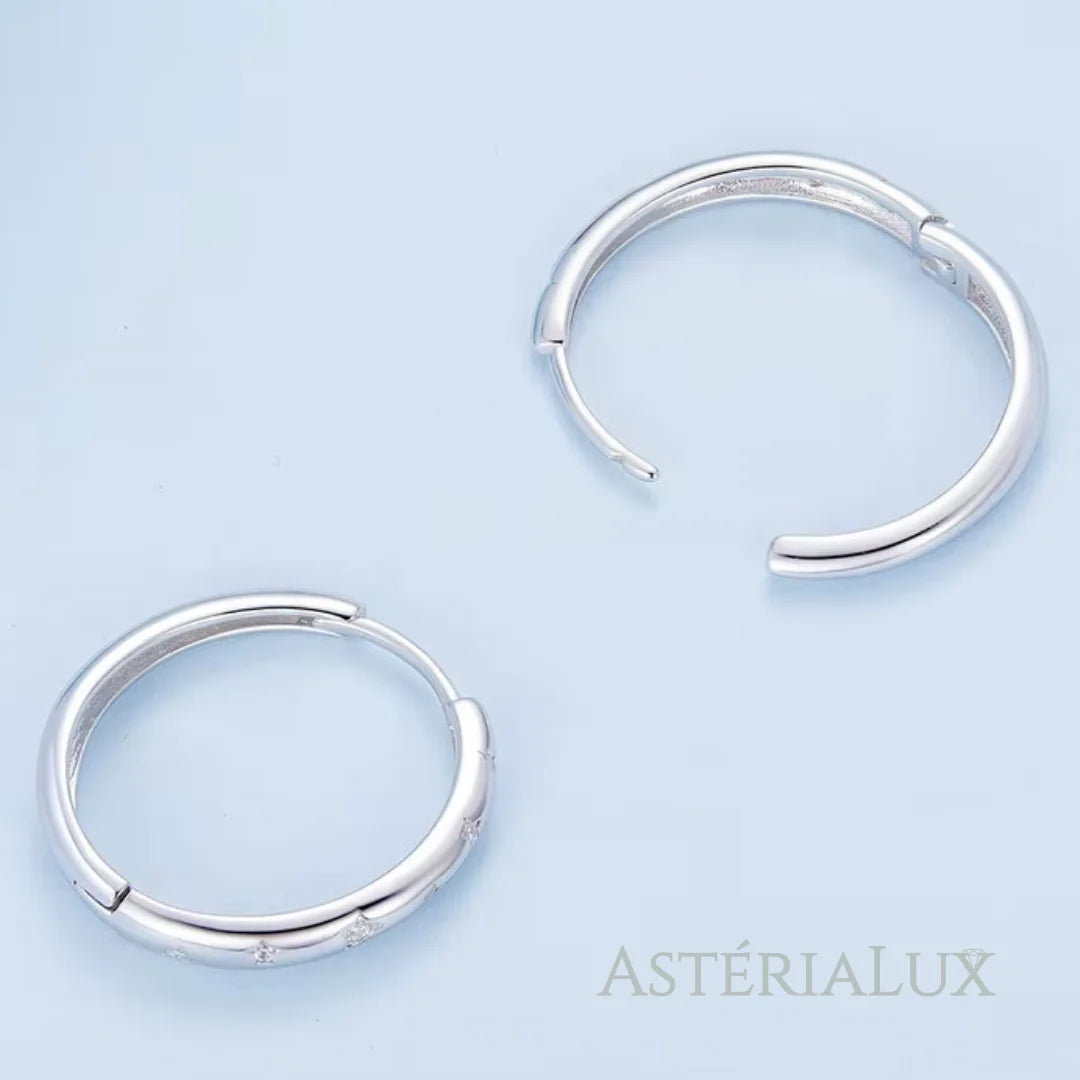 Brincos de Argola Estrela em Prata 925 com Zircão