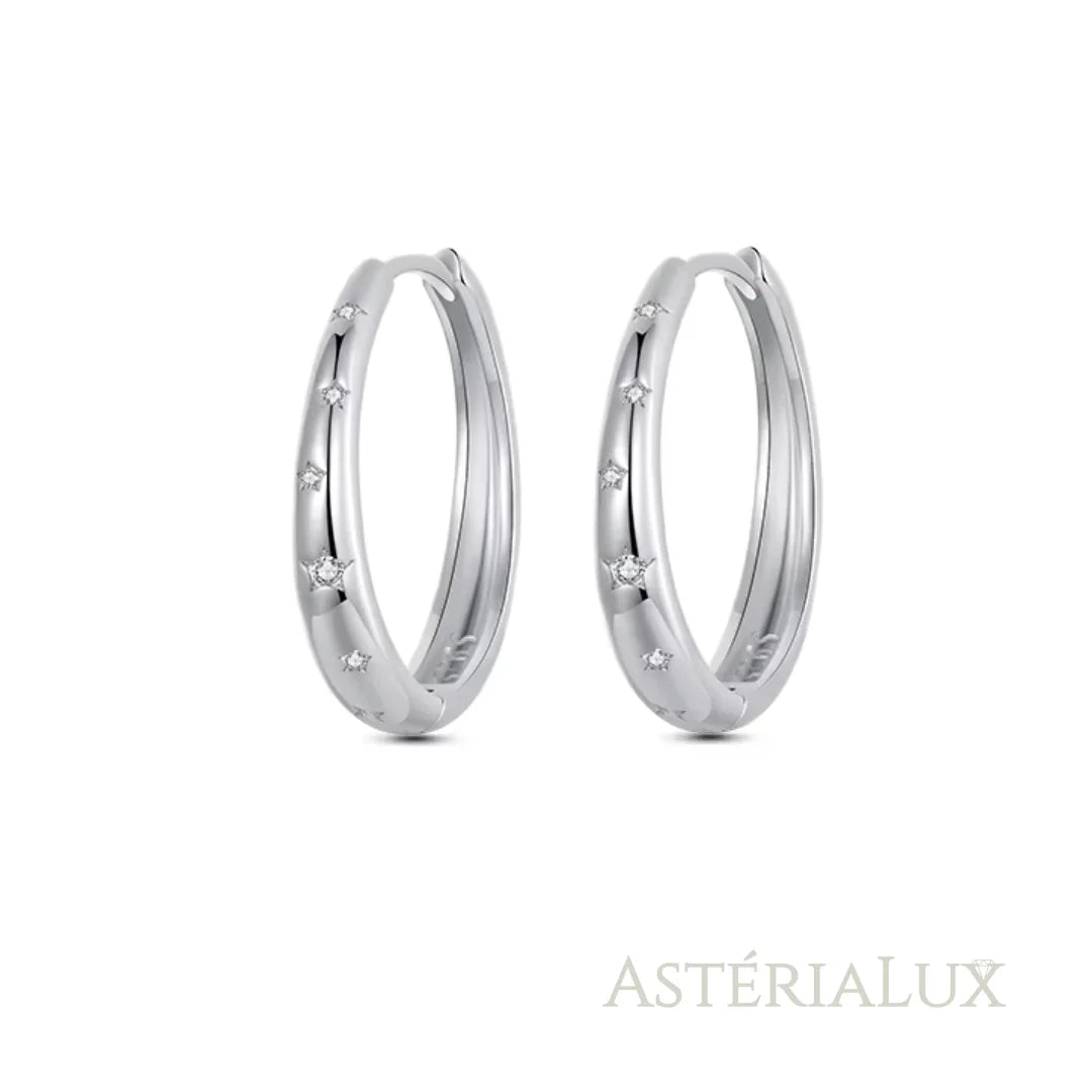 Brincos de Argola Estrela em Prata 925 com Zircão