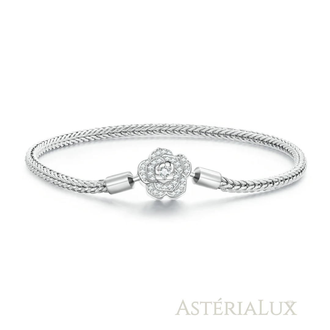 Pulseira de Prata 925 com Fecho Rosa e Zircão