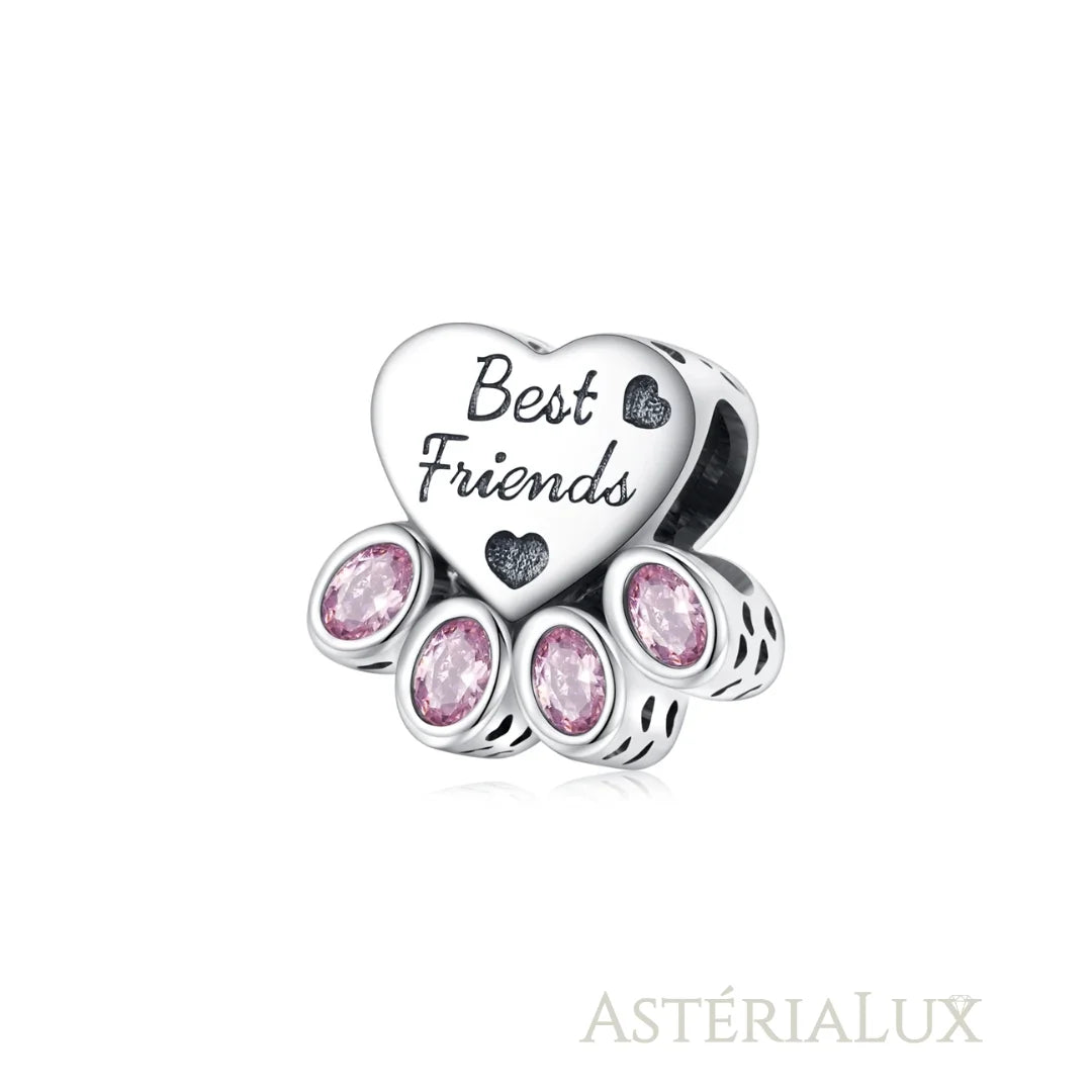 Berloque Mãe de Pet de Prata 925 e Zircão Rosa