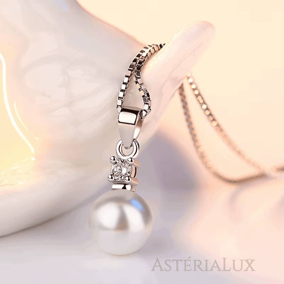 Conjunto de Joias de Pérolas e Cristais em Prata 925