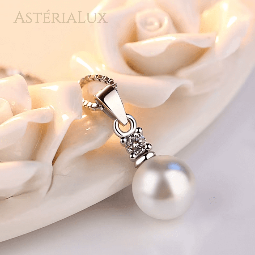 Conjunto de Joias de Pérolas e Cristais em Prata 925