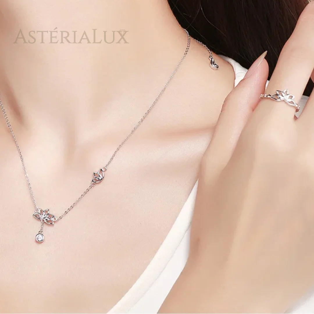 Conjunto de Joias Lótus com Zircão em Prata 925