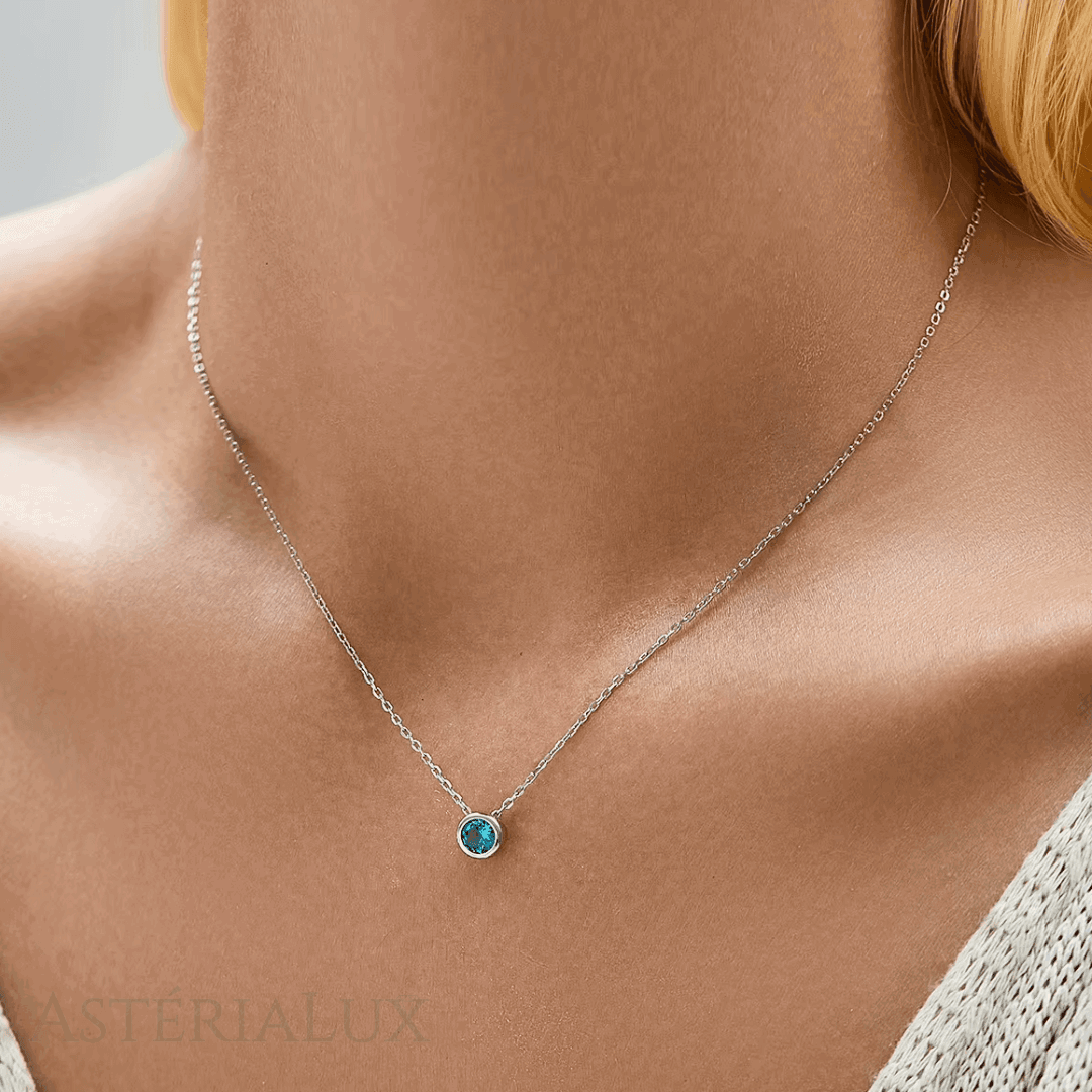 Colar Luxo e Elegância com Zircônia Azul em Prata 925