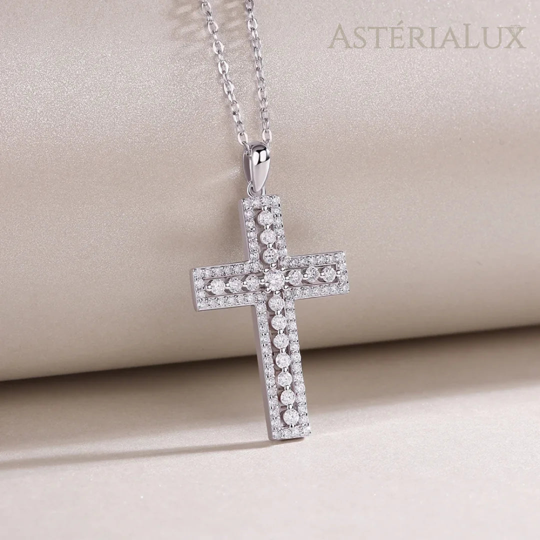 Colar Cruz Moissanite Prata 925 Banhado a Ouro