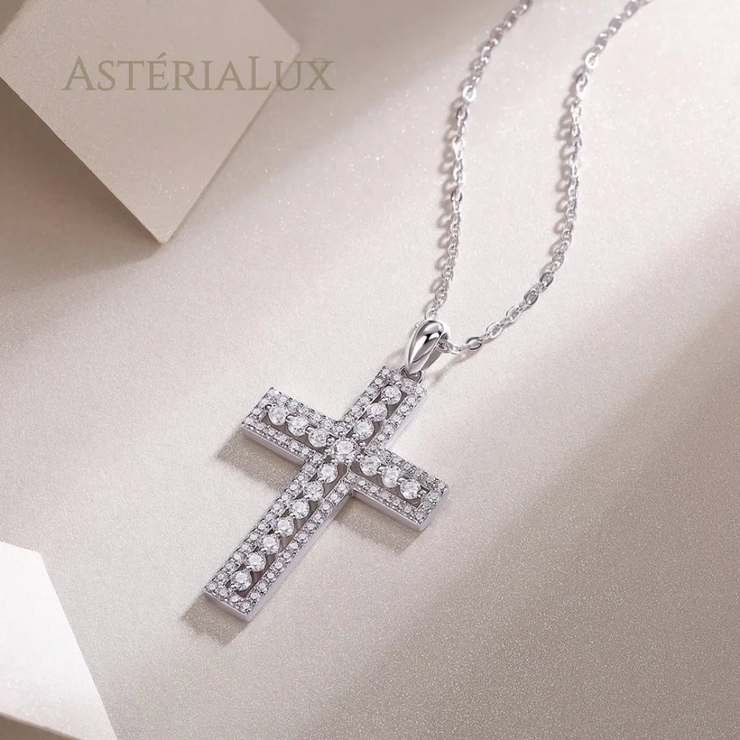 Colar Cruz Moissanite Prata 925 Banhado a Ouro
