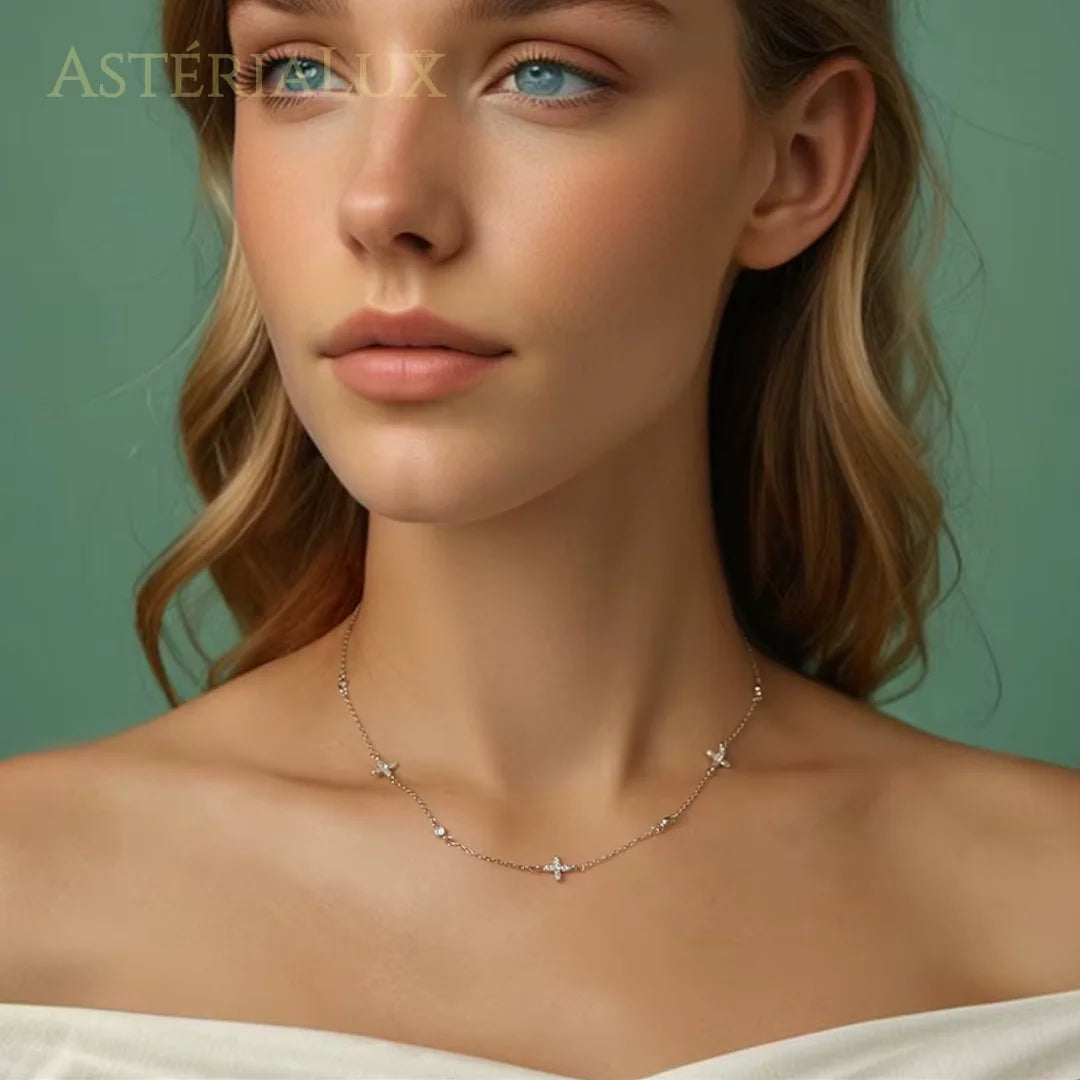 Colar Flor com Zircônia de Prata 925