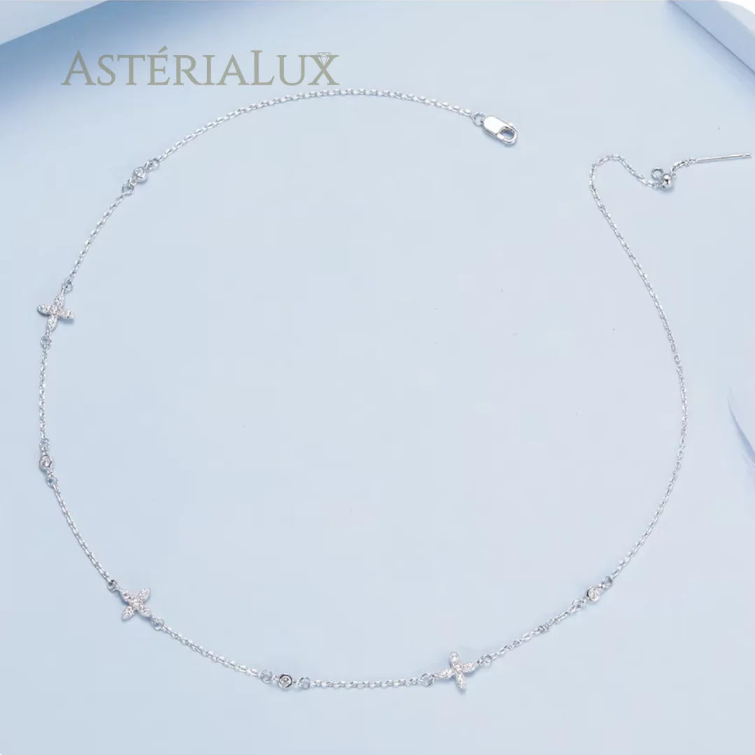 Colar Flor com Zircônia de Prata 925