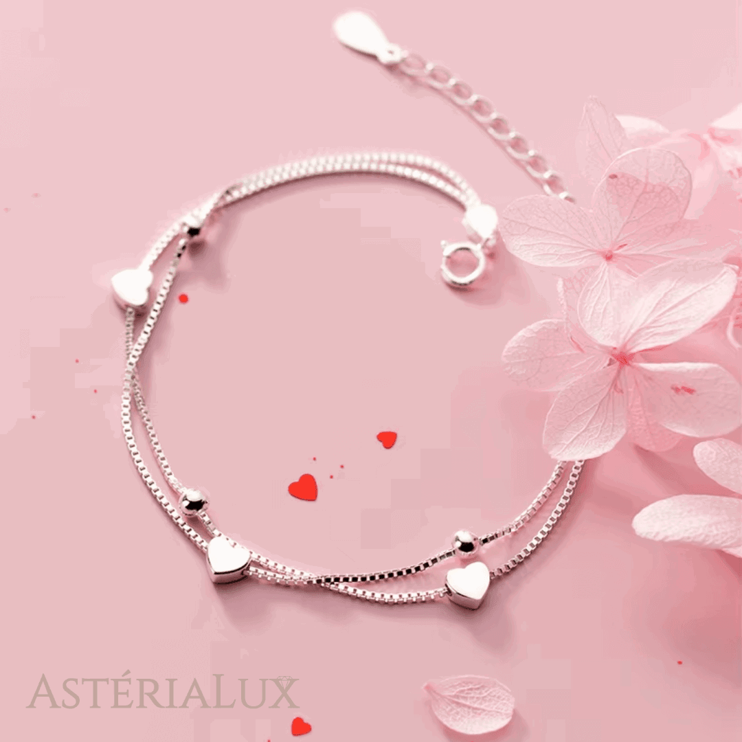Pulseira Corações e Esferas em Prata 925