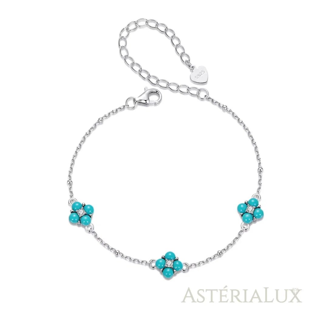 Pulseira de Trevo Turquesa em Prata 925