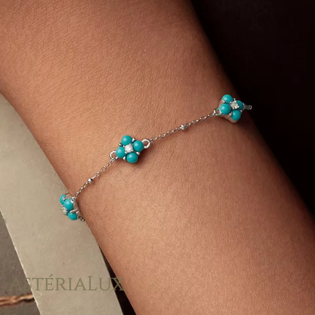 Pulseira de Trevo Turquesa em Prata 925