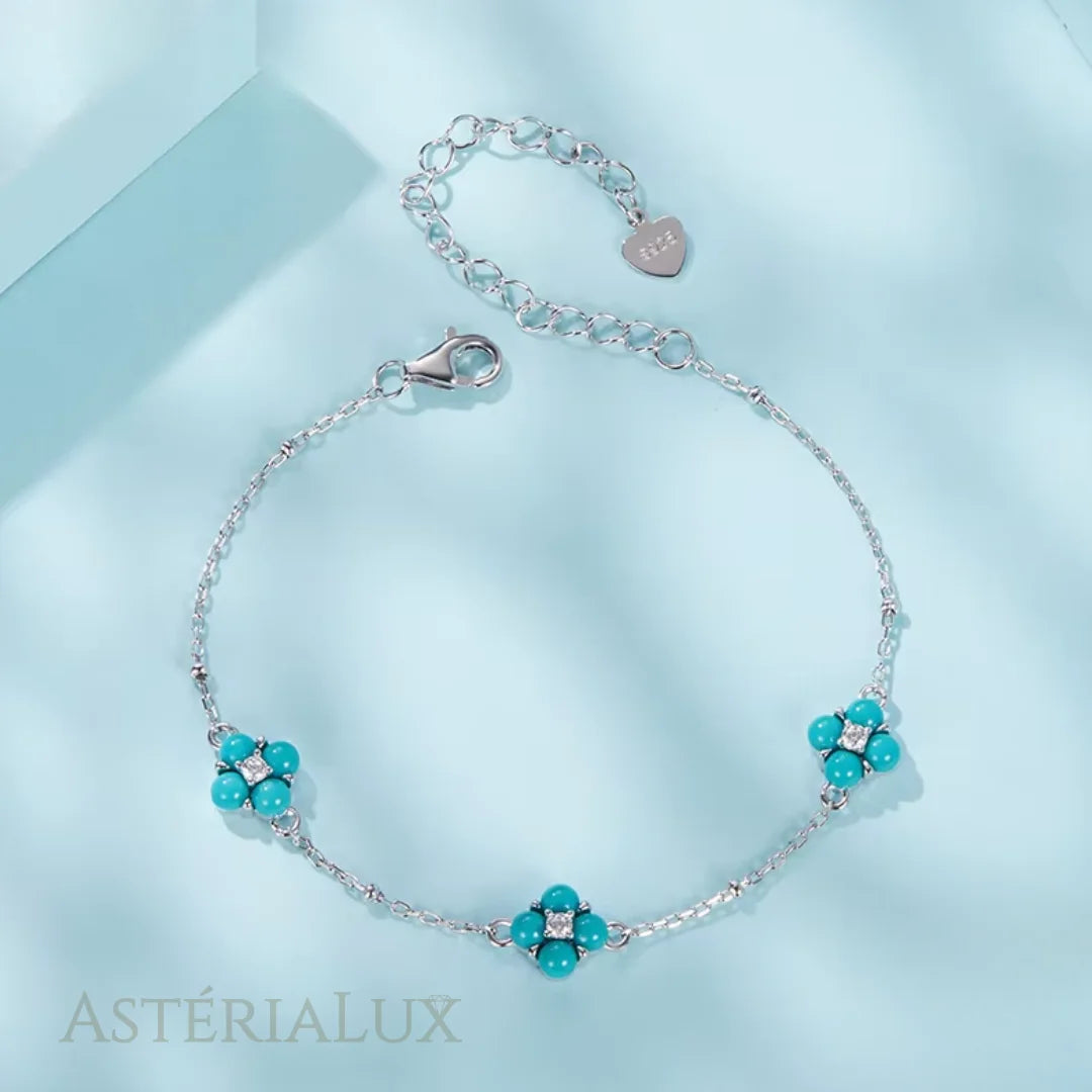 Pulseira de Trevo Turquesa em Prata 925