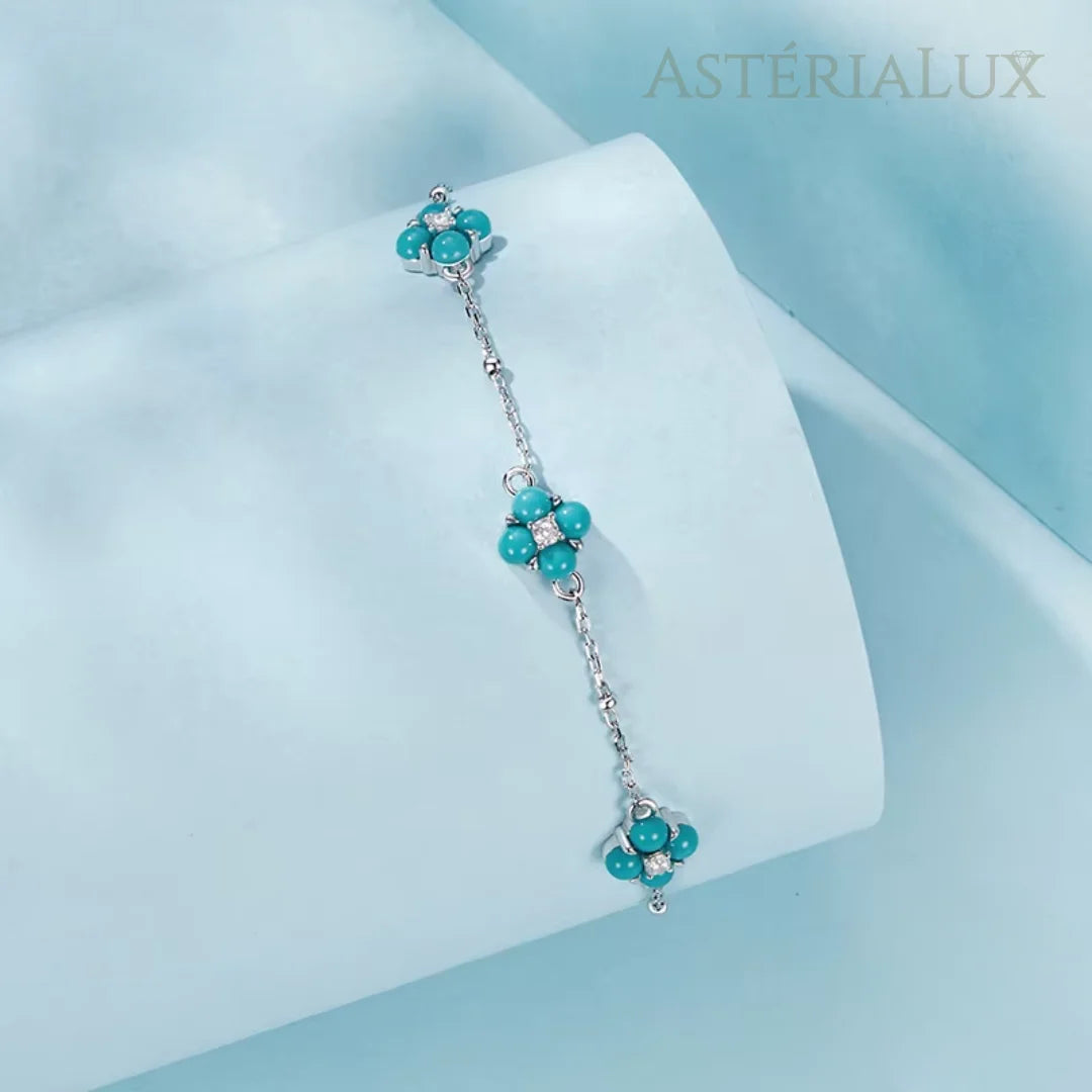 Pulseira de Trevo Turquesa em Prata 925