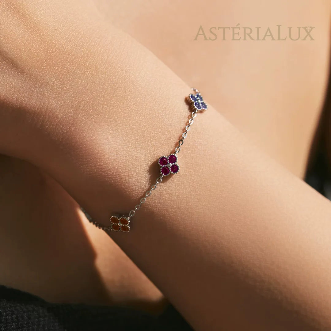 Pulseira Charmosa Trevos da Sorte com Zircônia em Prata 925