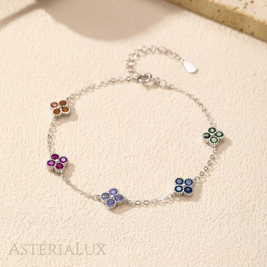 Pulseira Charmosa Trevos da Sorte com Zircônia em Prata 925