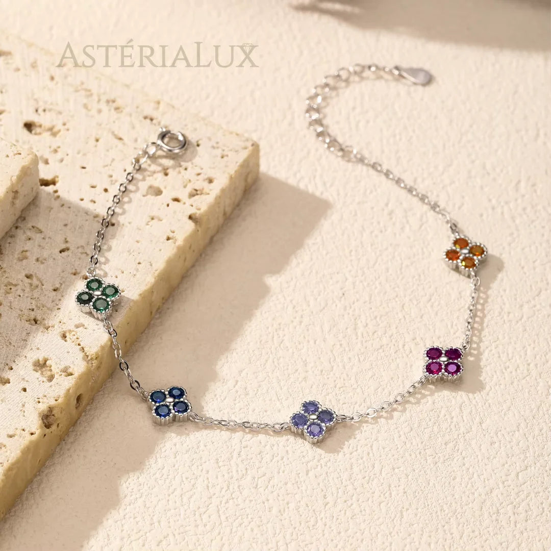 Pulseira Charmosa Trevos da Sorte com Zircônia em Prata 925
