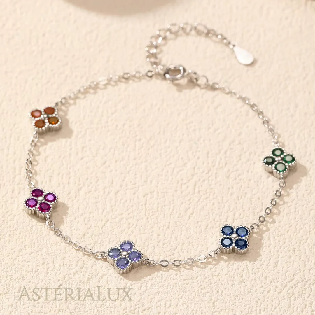 Pulseira Charmosa Trevos da Sorte com Zircônia em Prata 925