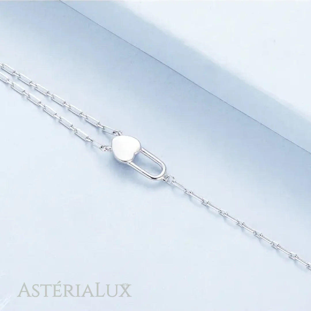 Pulseira com Coração de Água-Marinha de Prata 925