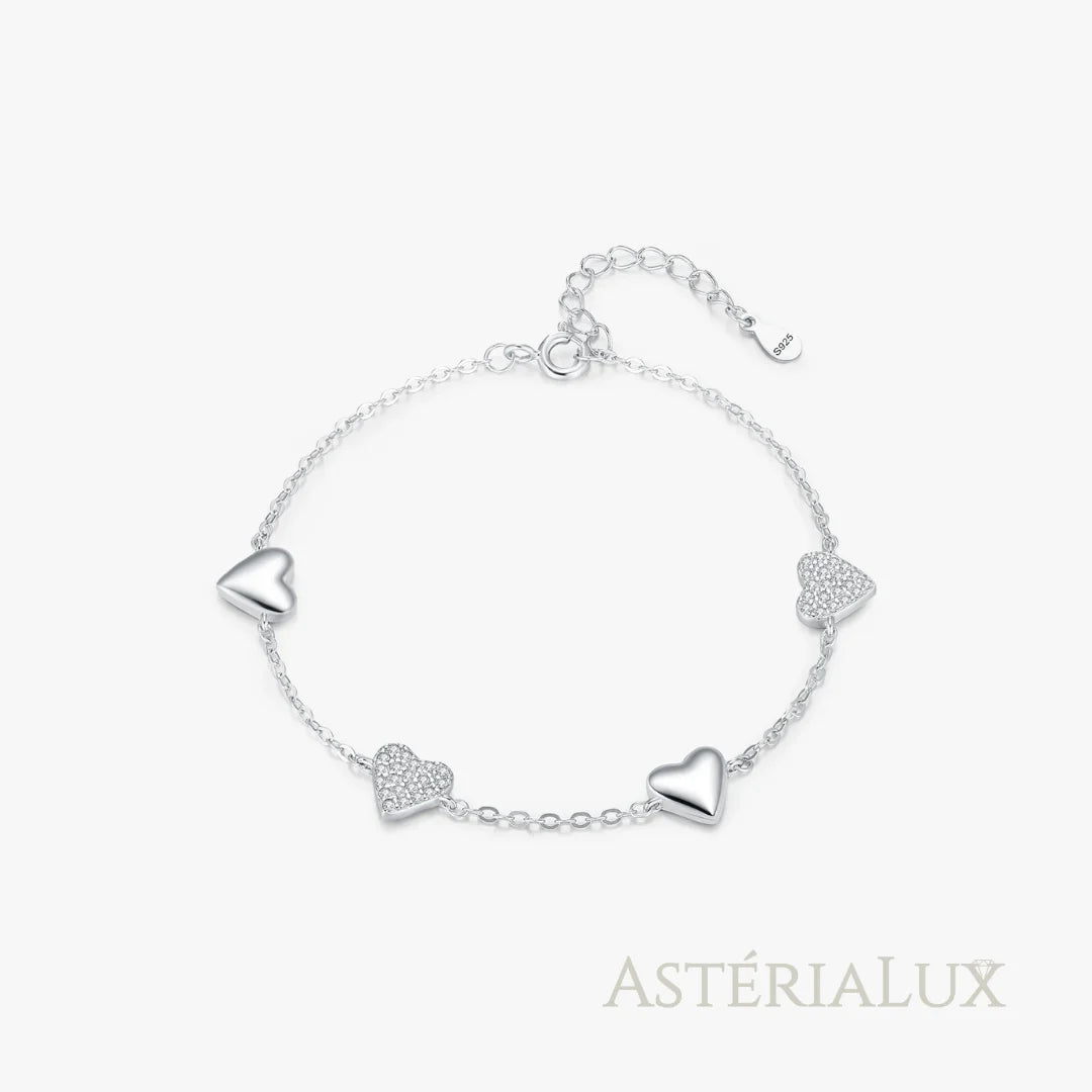 Pulseira de Charme Coração com Zircão em Prata 925