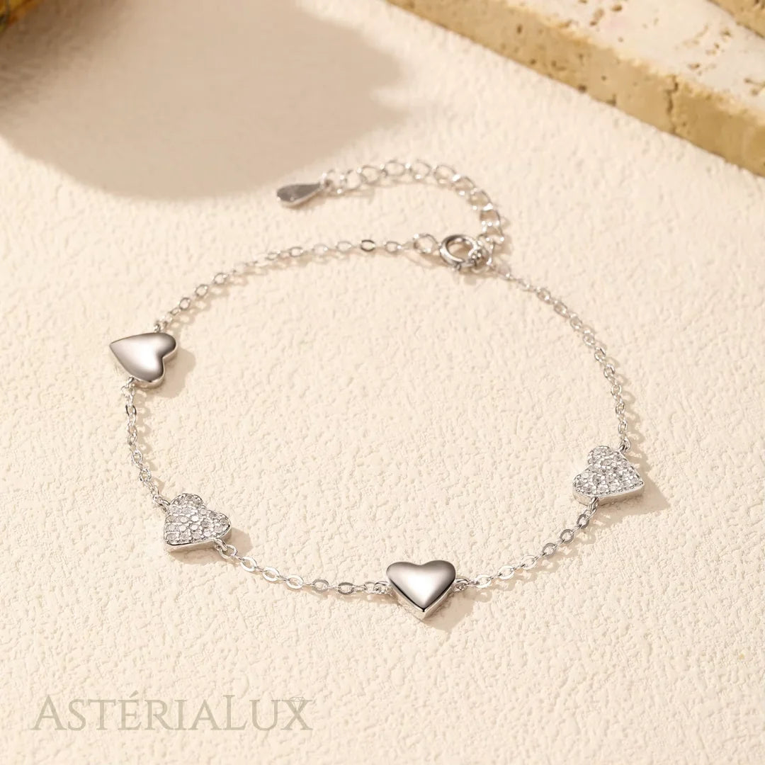 Pulseira de Charme Coração com Zircão em Prata 925