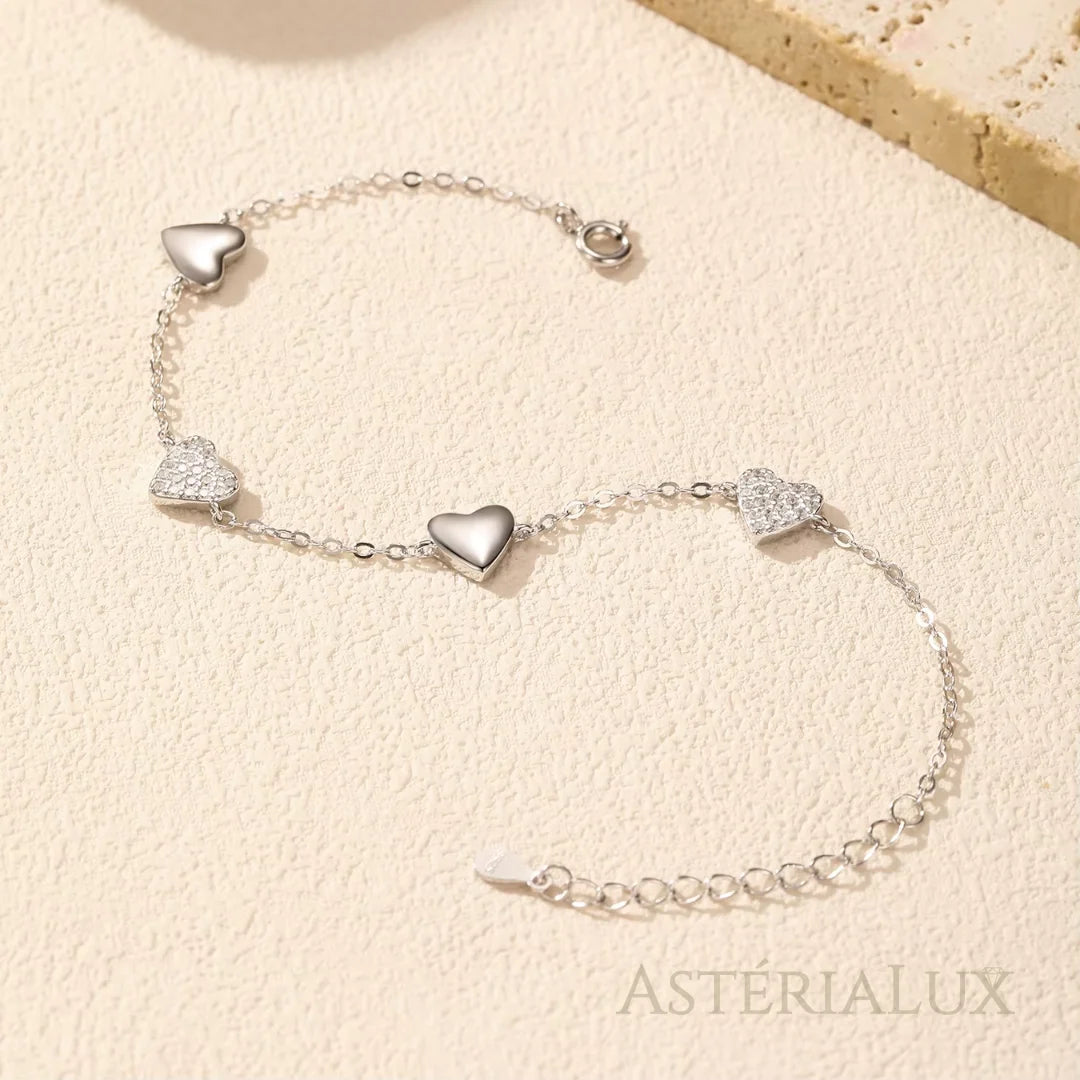Pulseira de Charme Coração com Zircão em Prata 925