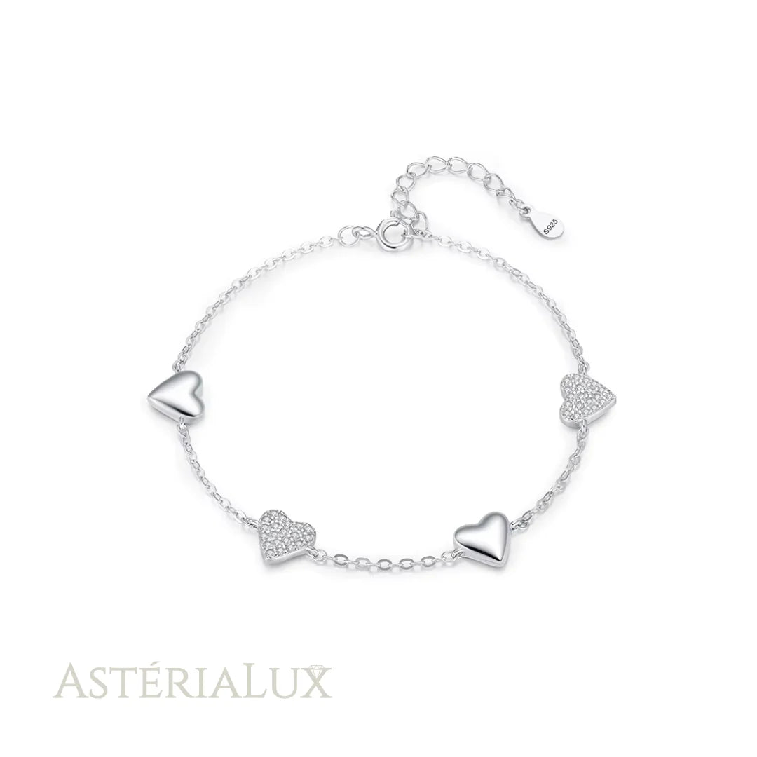 Pulseira de Charme Coração com Zircão em Prata 925