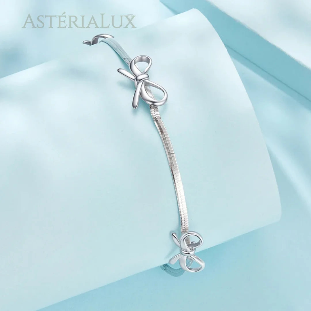 Pulseira Luxuosa com Laço Elegante de Prata 925