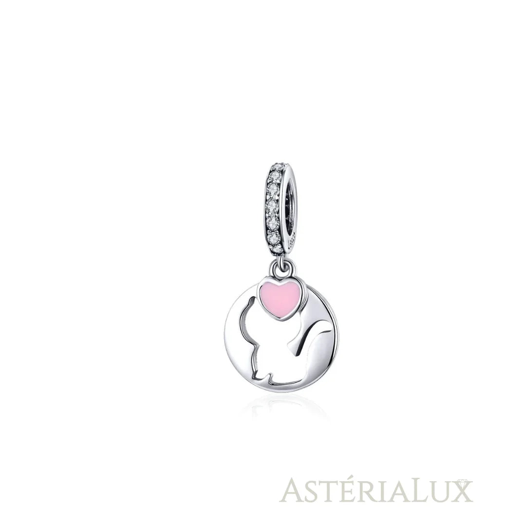 Berloque Mãe de Pet de Prata 925 e Zircão Rosa